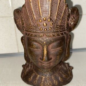 Vintage Nepal Bust Vase Guanyin Kuan Yin‎ Buddha Buddhist Aged Bronze Ceramic